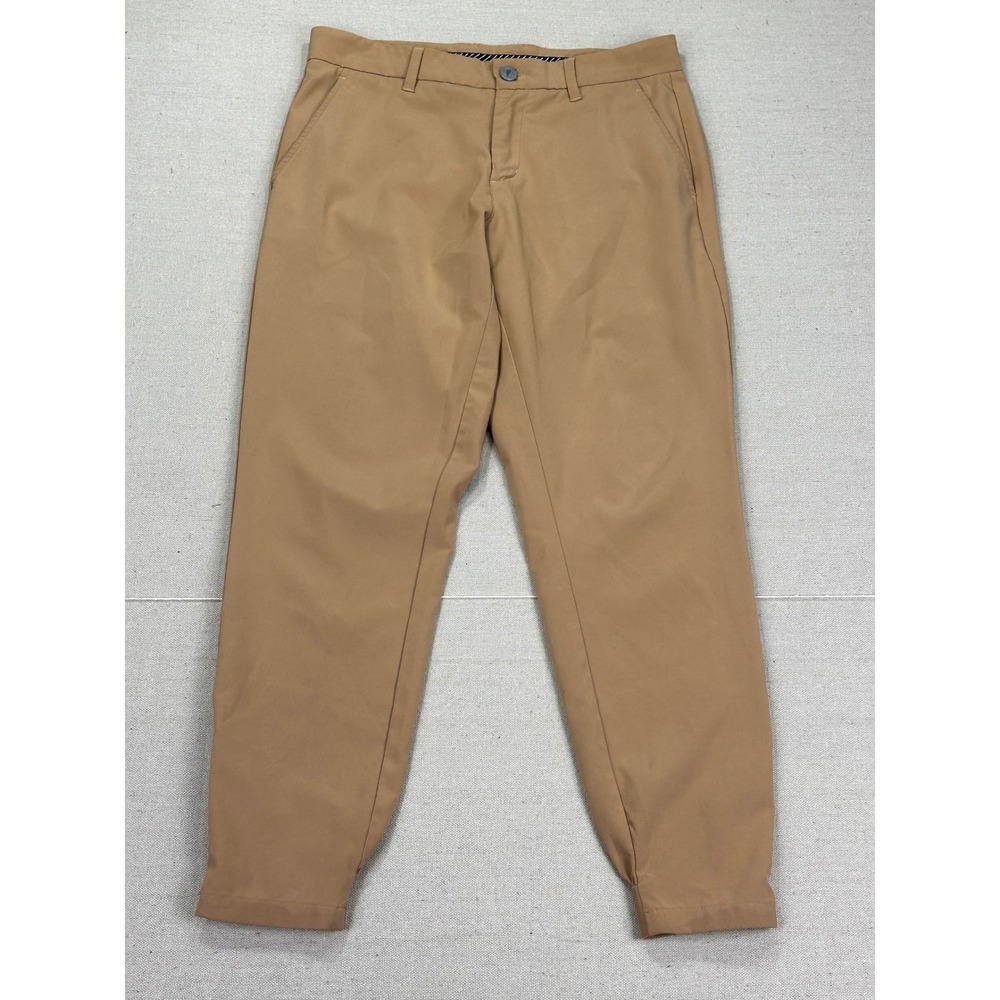Primo‎ Golf Mens 30 Short Jogger Pants Tan Khaki Tapered Zipper Cuff Stretch